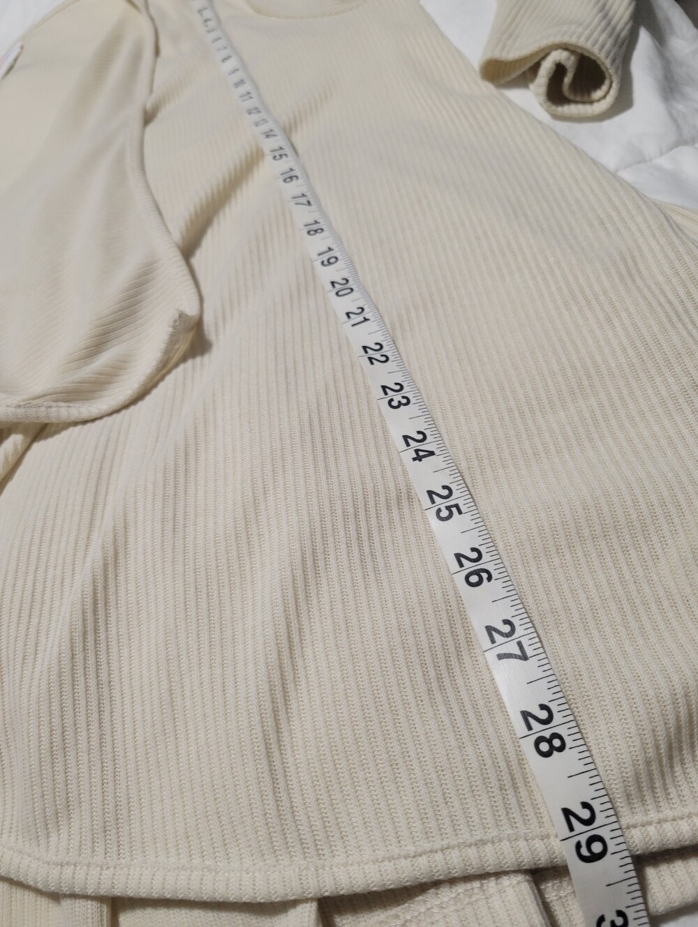 Cream Open-Front Ribbed Women's Cardigan - Picture 7 of 7